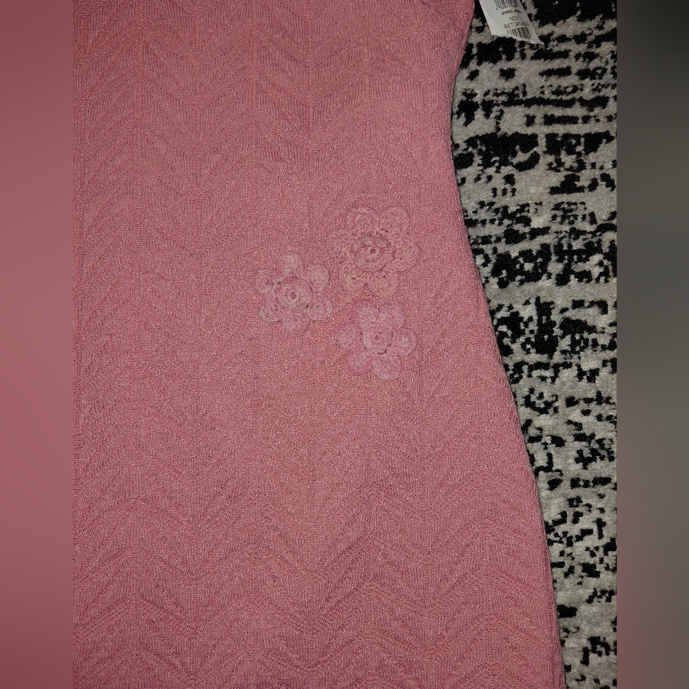 NWT LIKELY 14P Mauve Floral Argyle Crochet Halter Mini Dress | Cottagecore - Picture 6 of 13